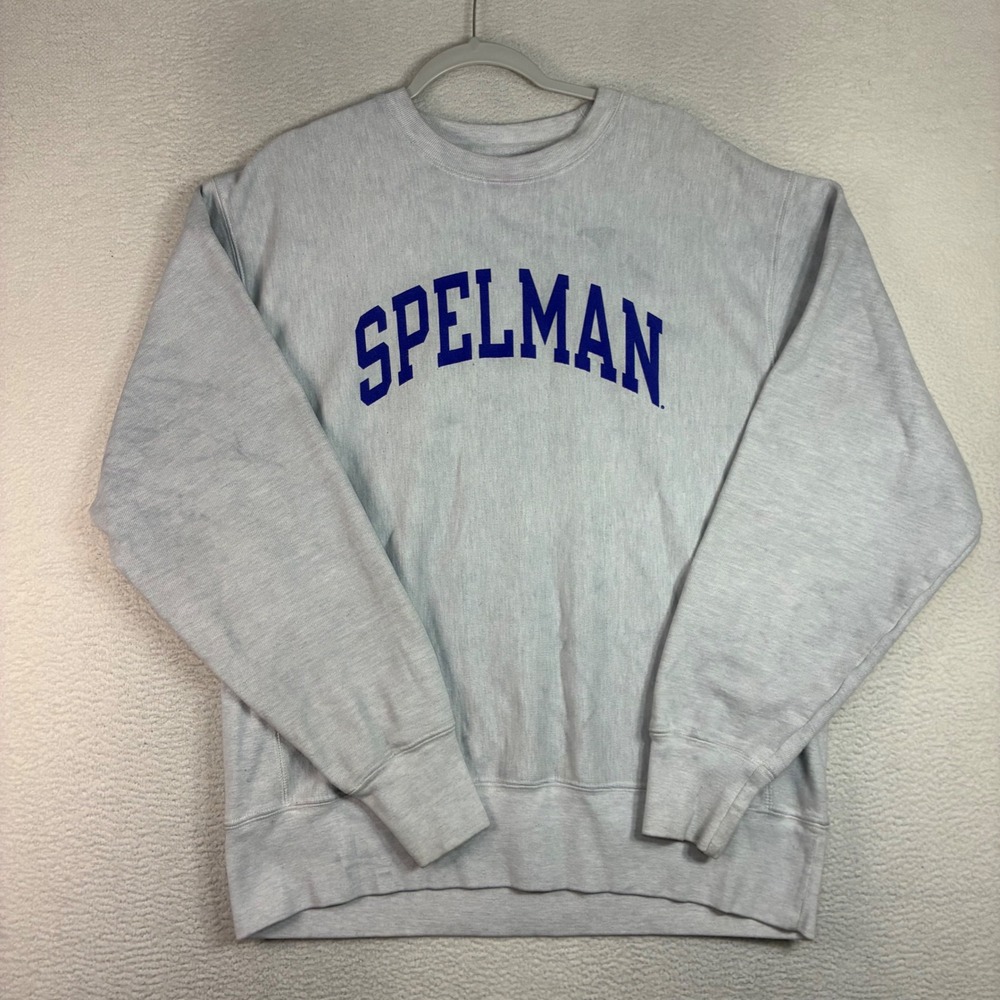 Champion Spelman College Reverse Weave Crewneck Sweatshirt Women L Gray HBCU Y2K